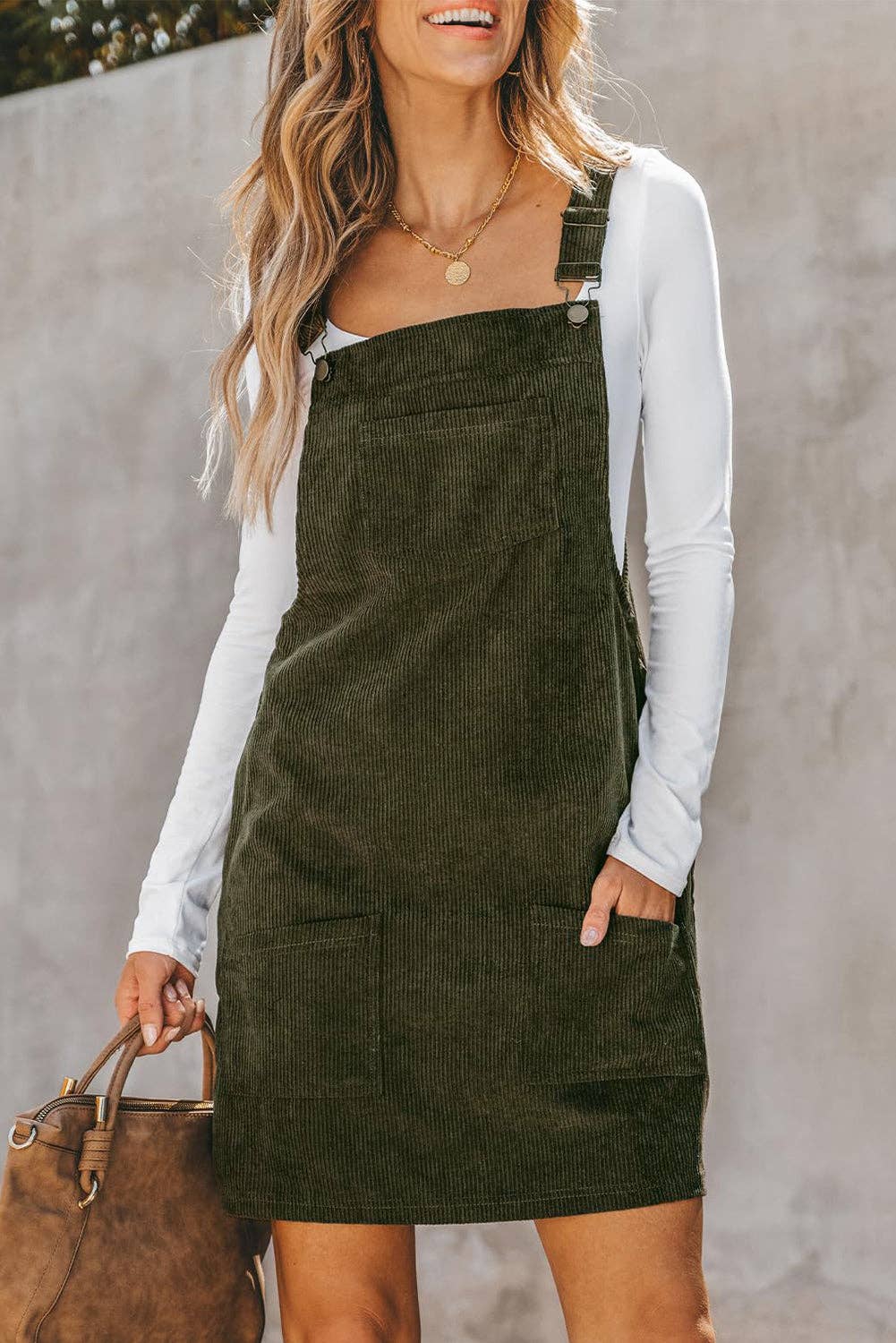 Vineyard Green Corduroy Overall Dress* S