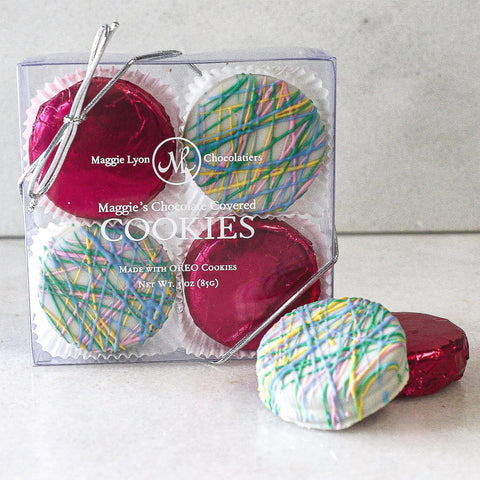 Maggie's Chocolate Covered Cookies - 4pc. Pastel Drizzle*