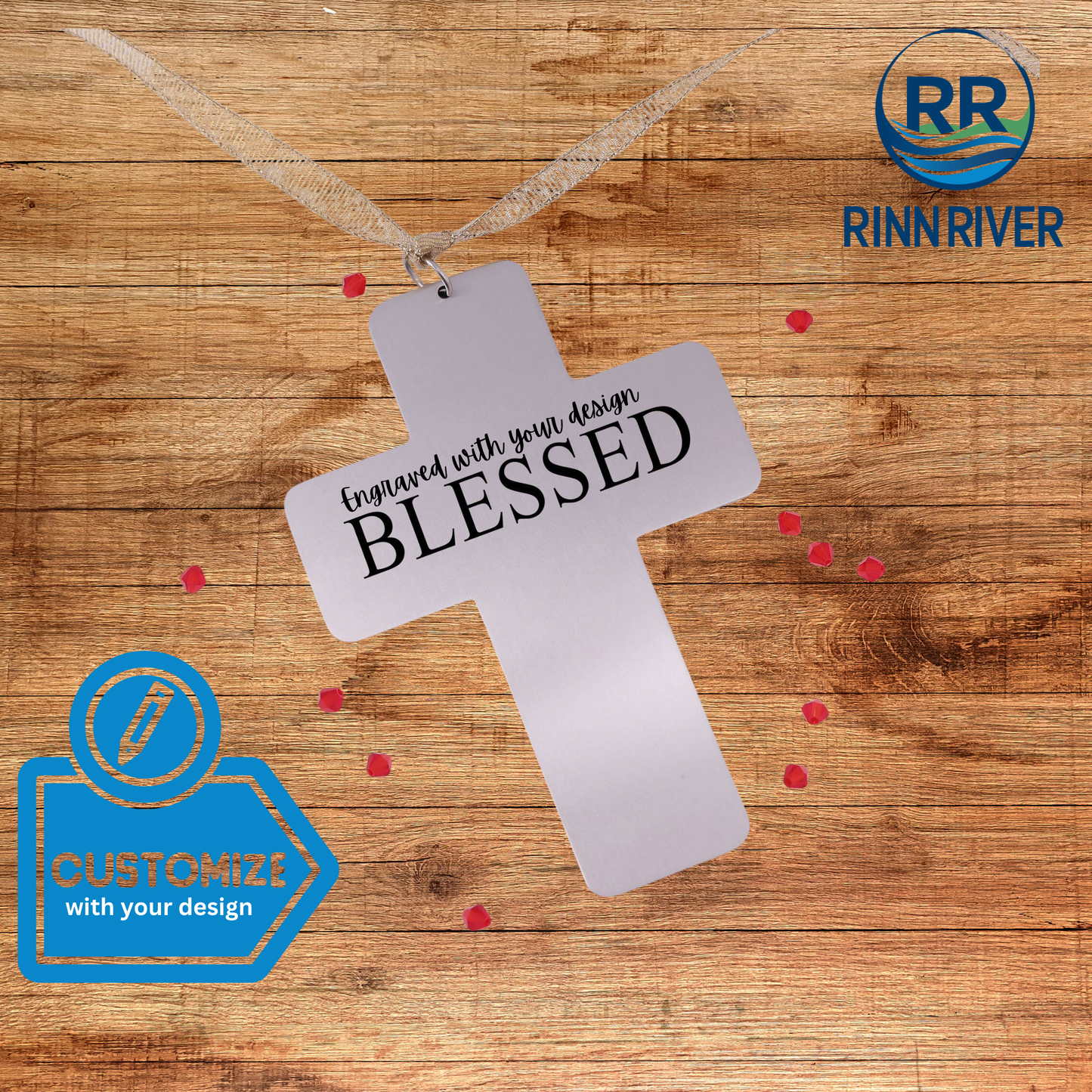 Engravable Blank Cross Christmas Ornament