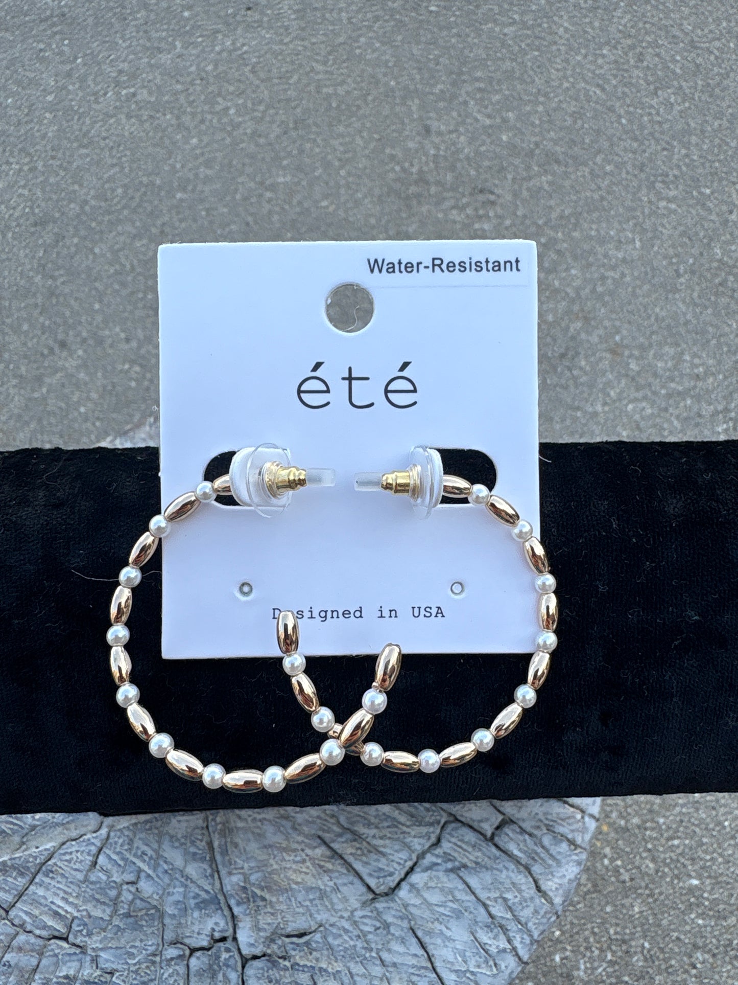 Gold Egg Bead and Pearl Earrings