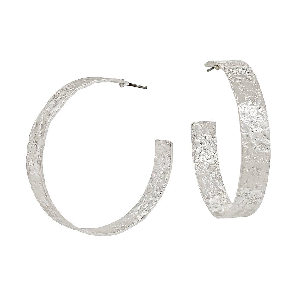 Silver Textured 1.75" Hoop