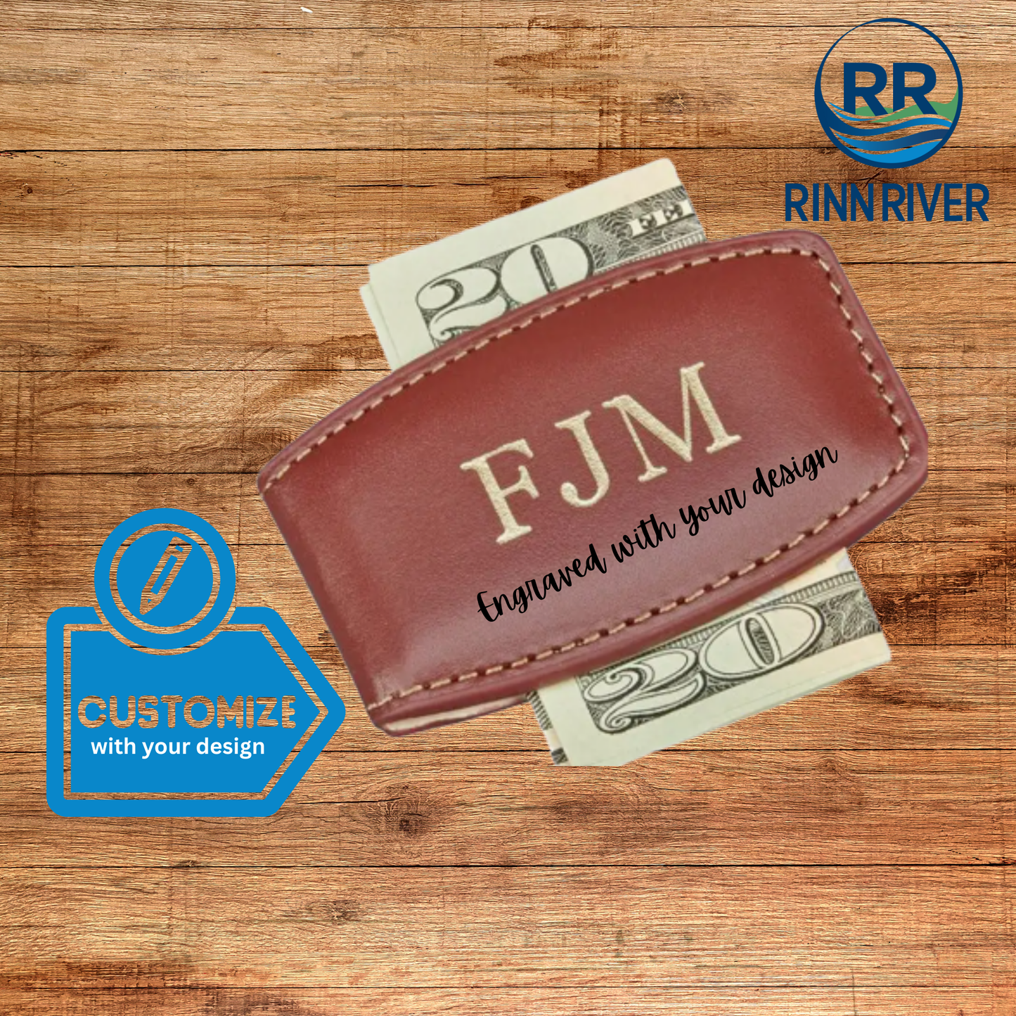 Brown Leather Money Clip