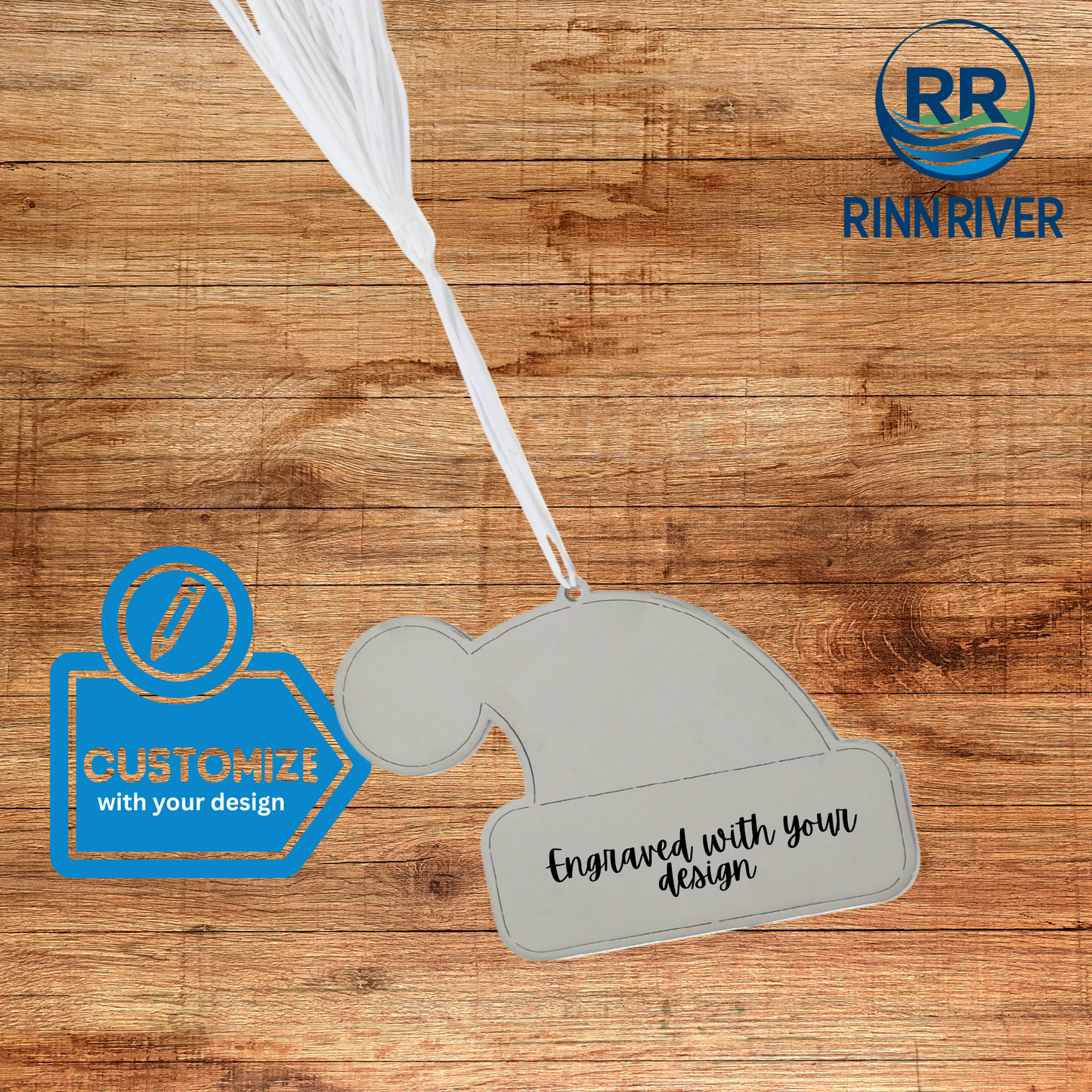 Christmas Santa Hat Ornament with White Tassel,