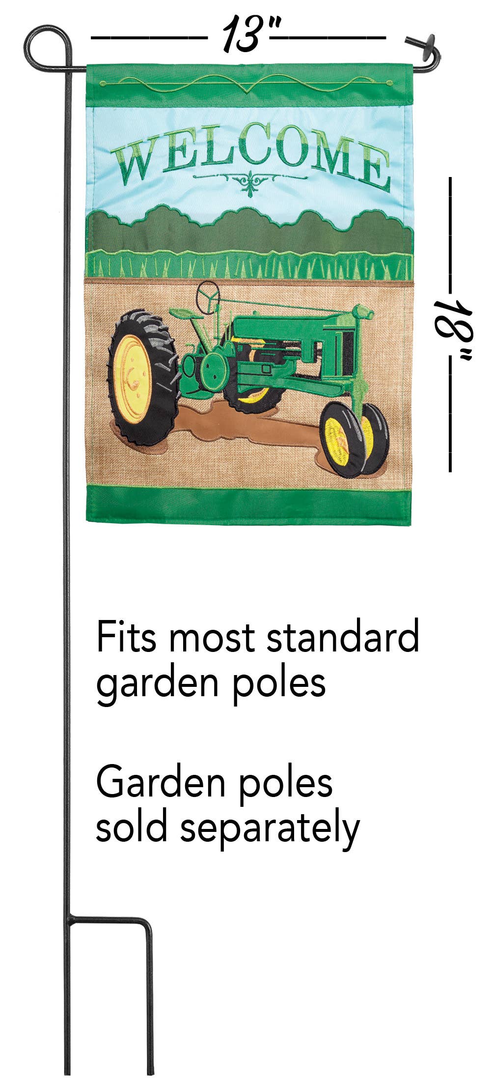 Garden Flag: Welcome Tractor, double Applique