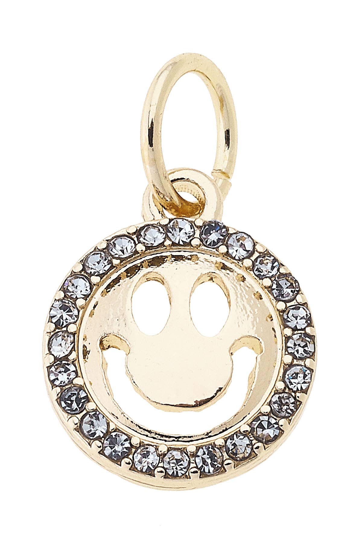 Pave Smiley Face Charm in Shiny Gold