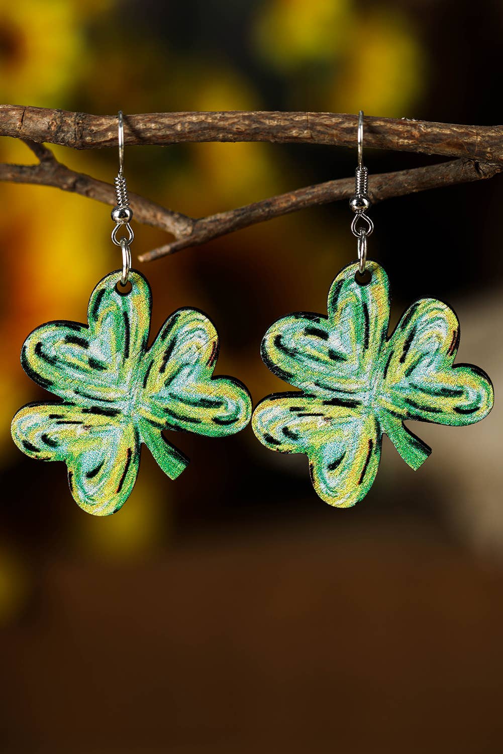 St. Patrick Painted Shamrock Earrings