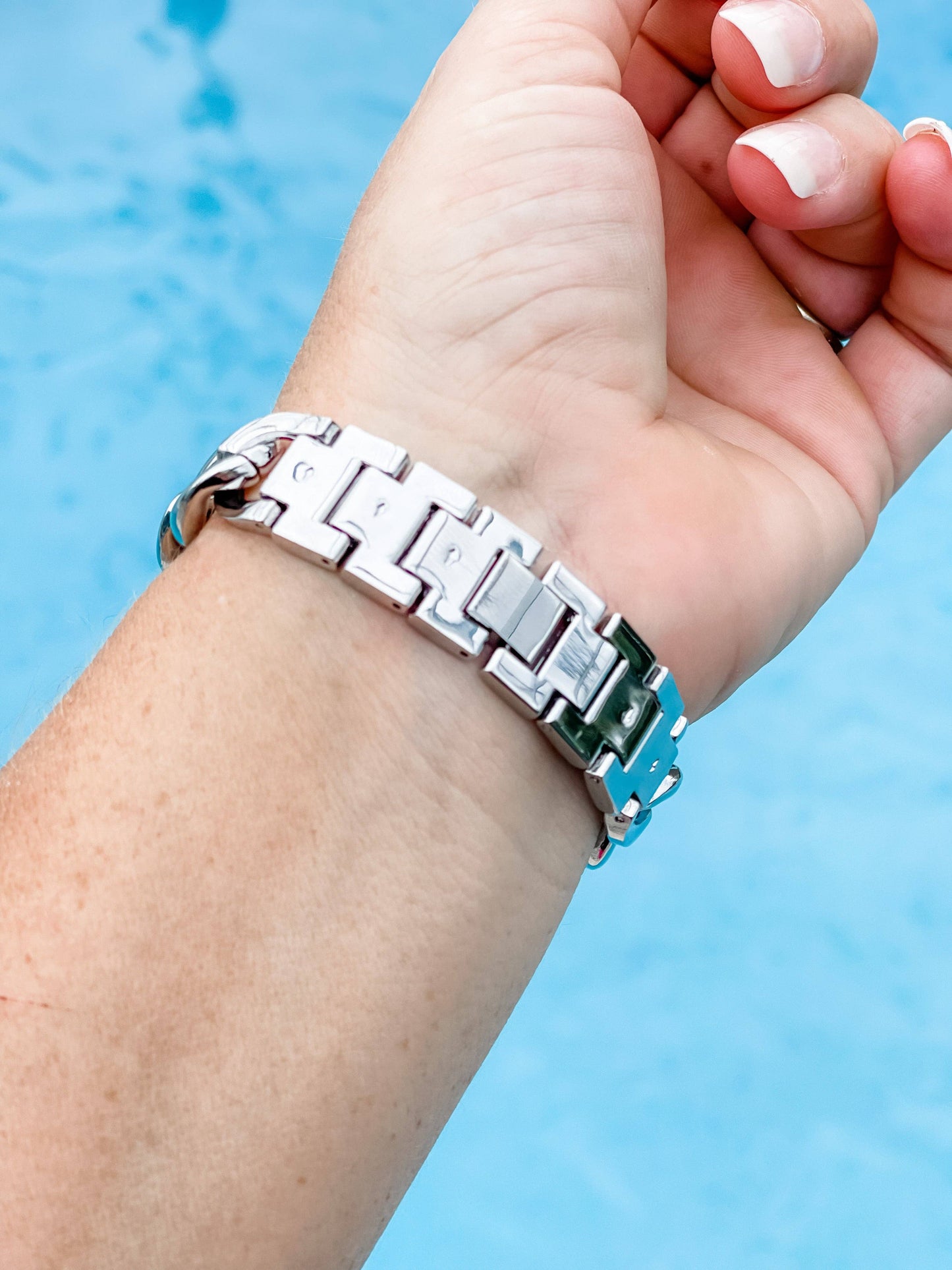 "Stunning Stella" Silver Stainless Watch Band: 42/44/45