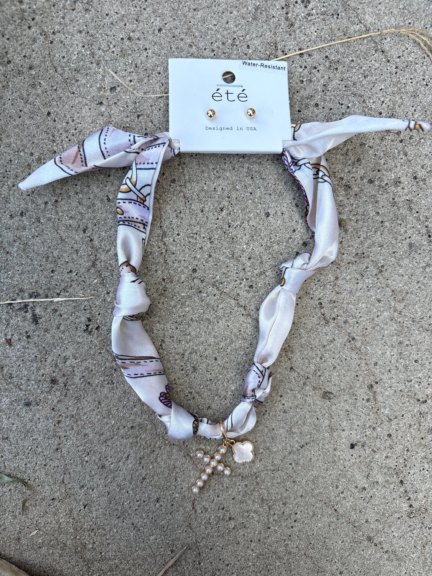 Off White Scarf Necklace