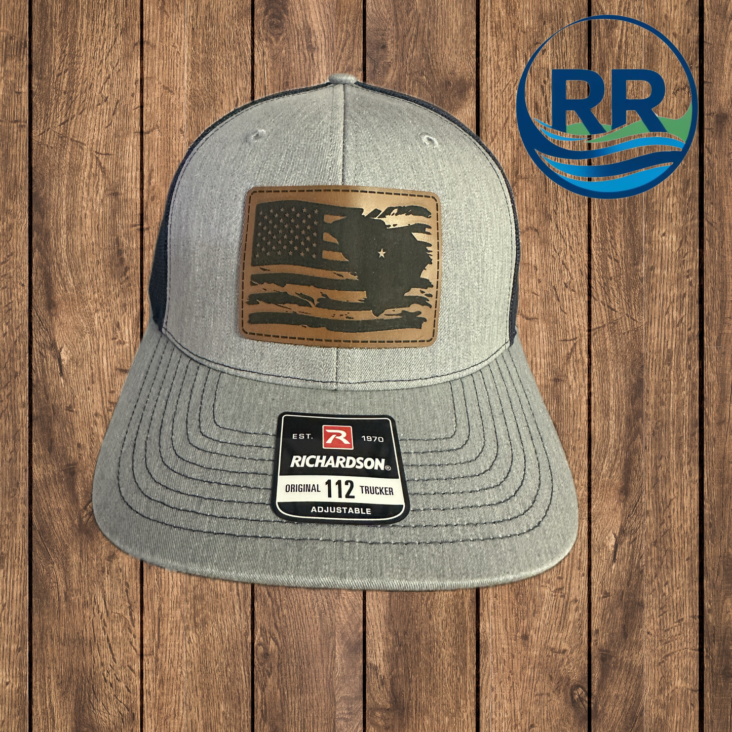 Distressed American Flag SC Hat: Heather Grey/Navy