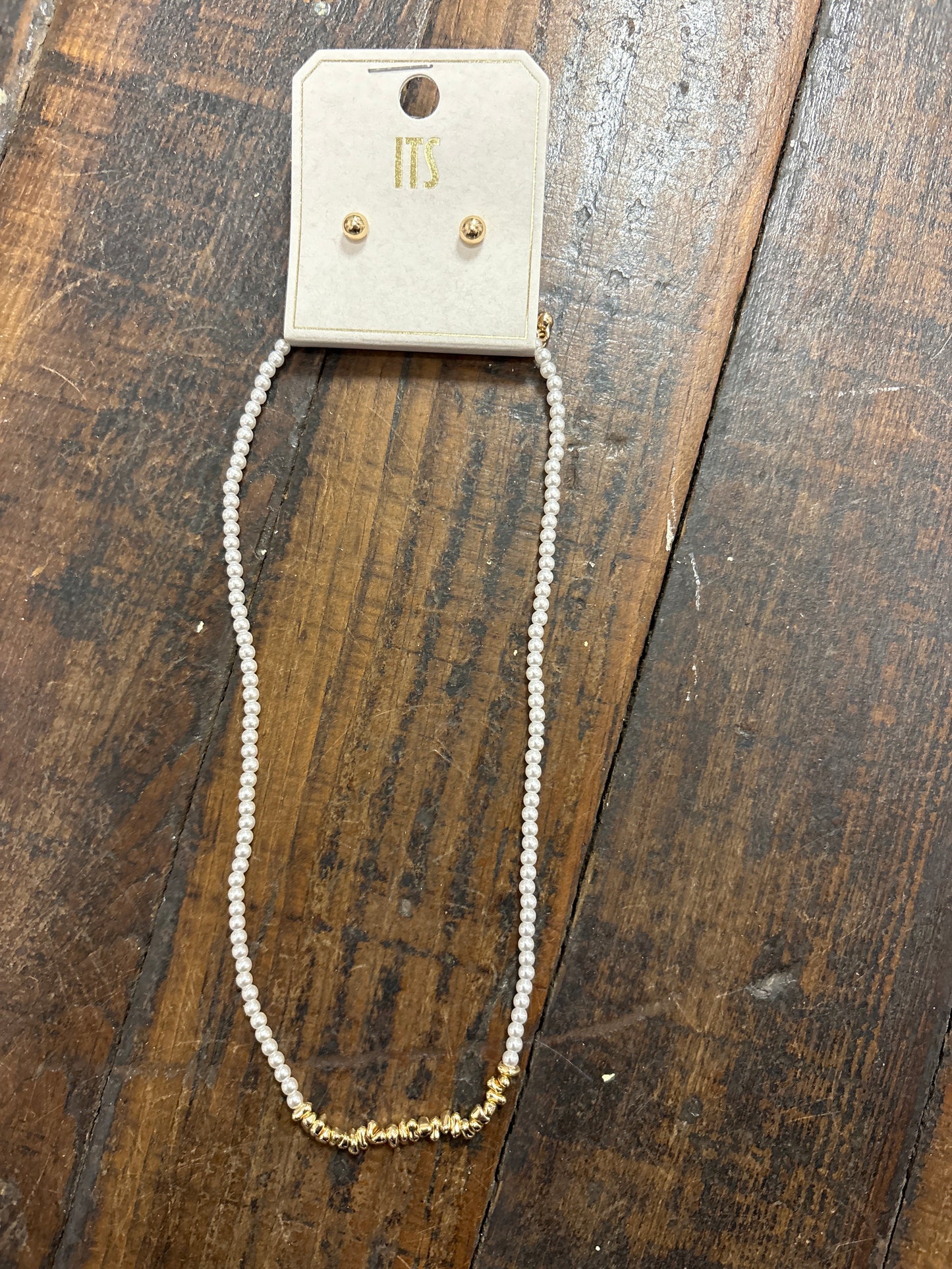 Mini Pearls String w Gold Flecks