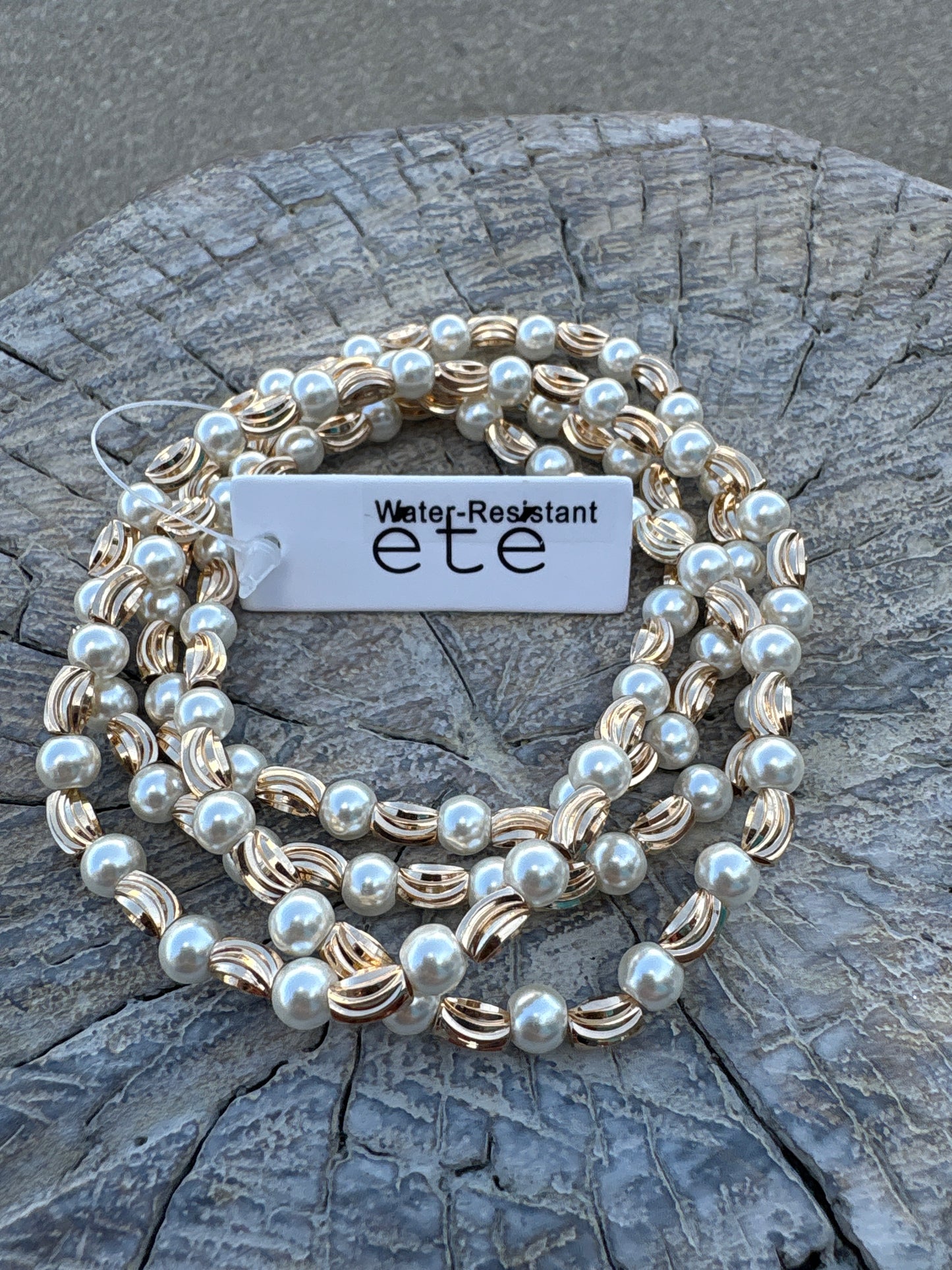 Gold Egg and Pearl Bracelet Set