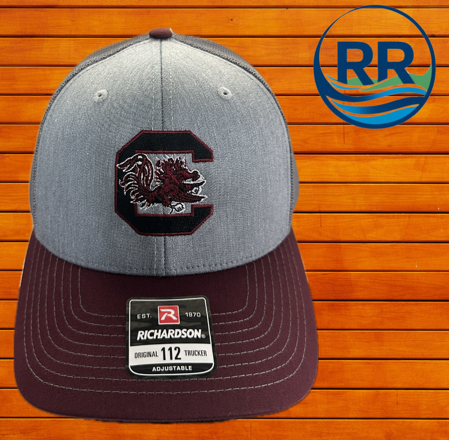Richardson 112 Heather Grey/ Charcoal/ Maroon: Gamecock Block C