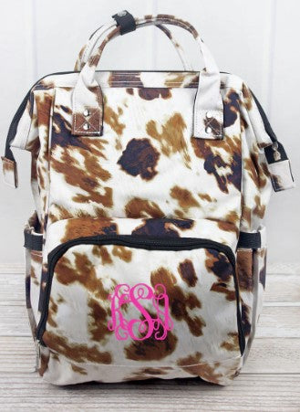 Cow Print Backpack Diaper Bag*