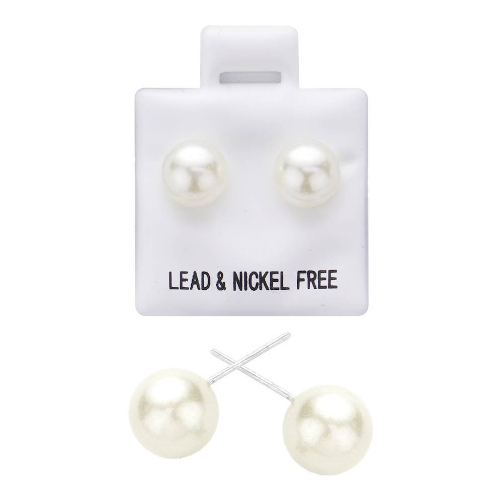 Round Pearl Stud Earrings