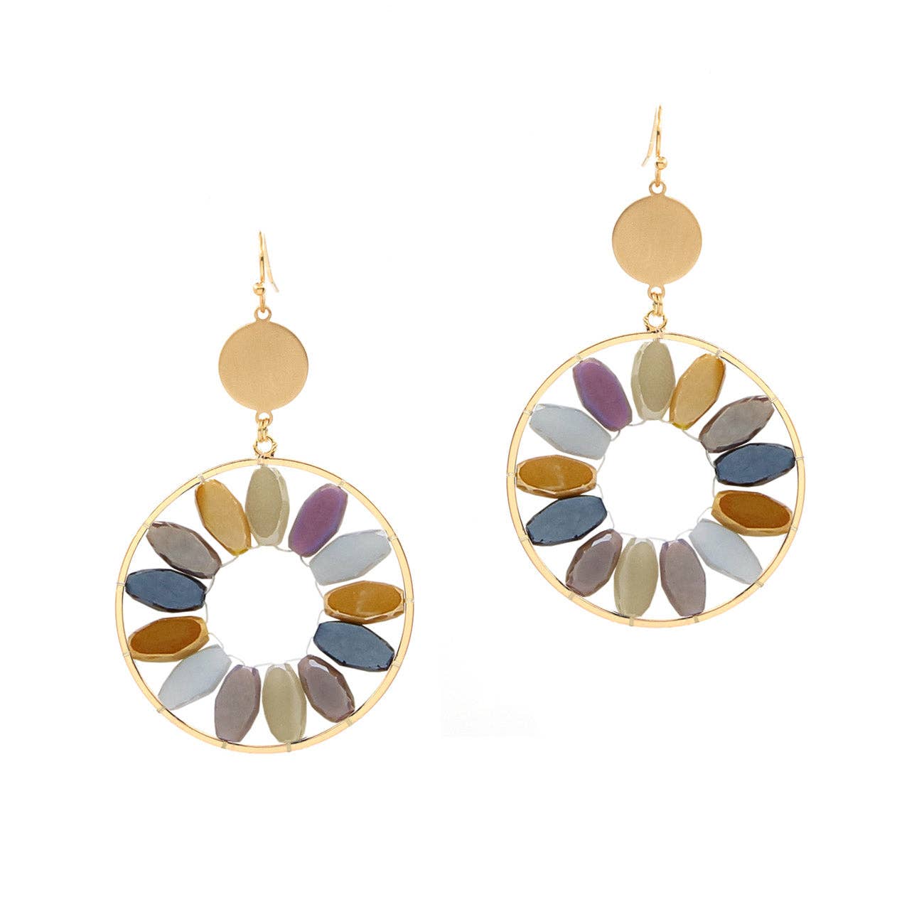 Multi Oval Glass Crystal Earring