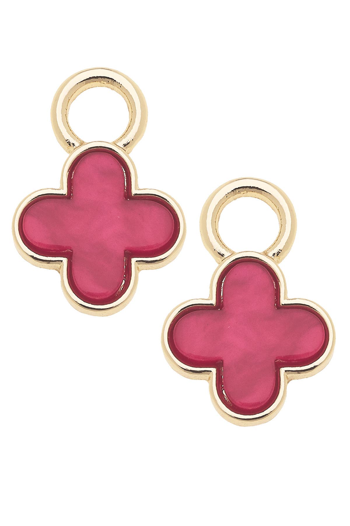 Hot Pink Enamel Clover Huggie Charm