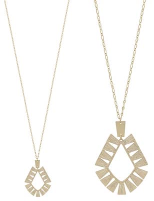 Gold Geometric Diamond Shape 32" Necklace