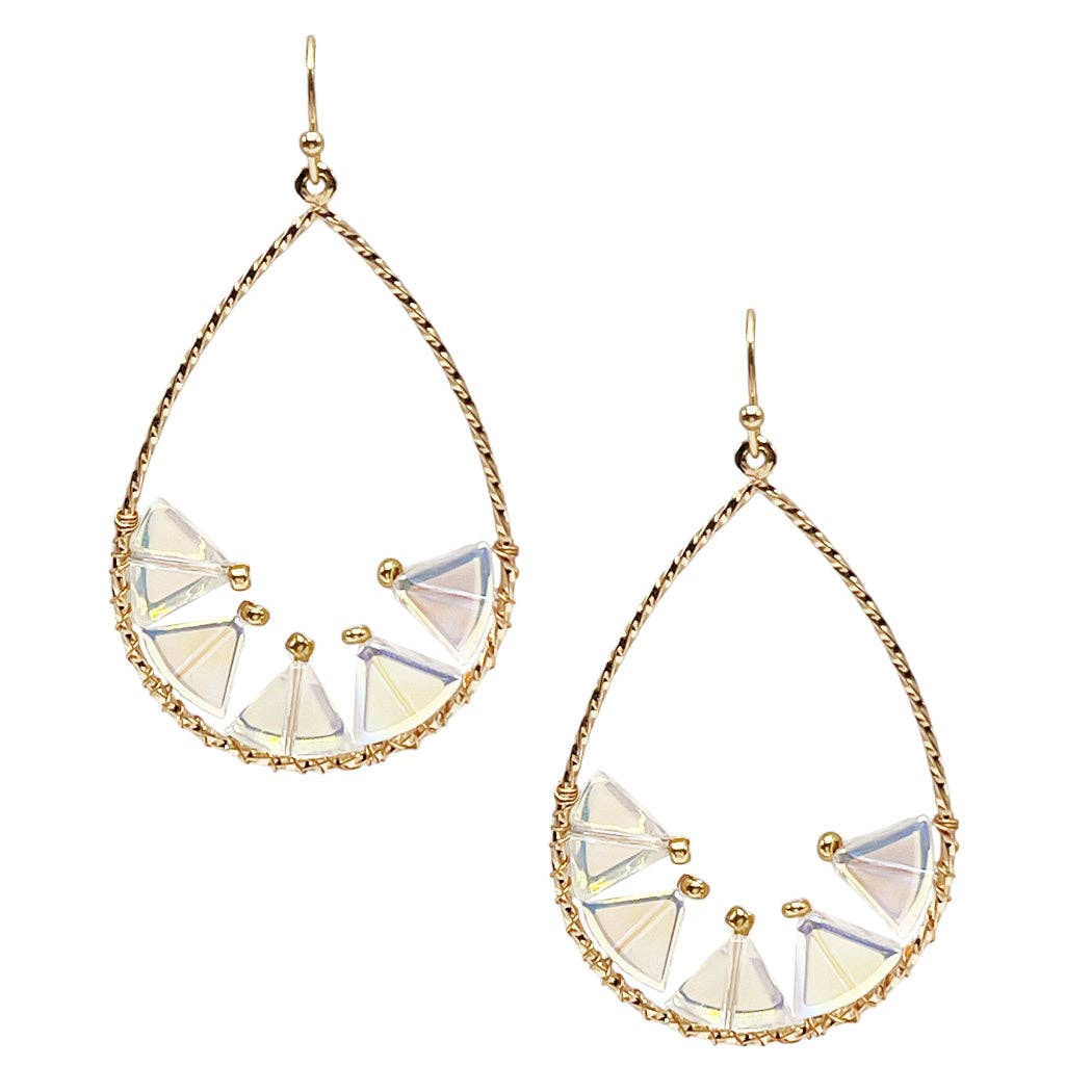 AB Stone with Open Teardrop Earring