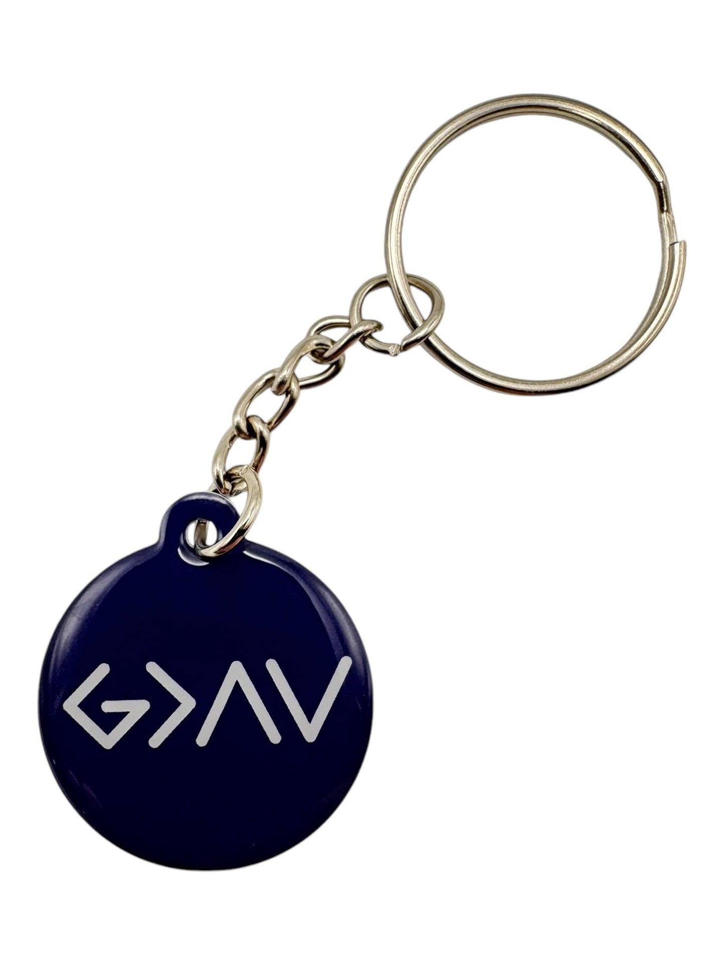 Tap To Pray™ - Prayer Tag Keychains: Navy + God Is Greater