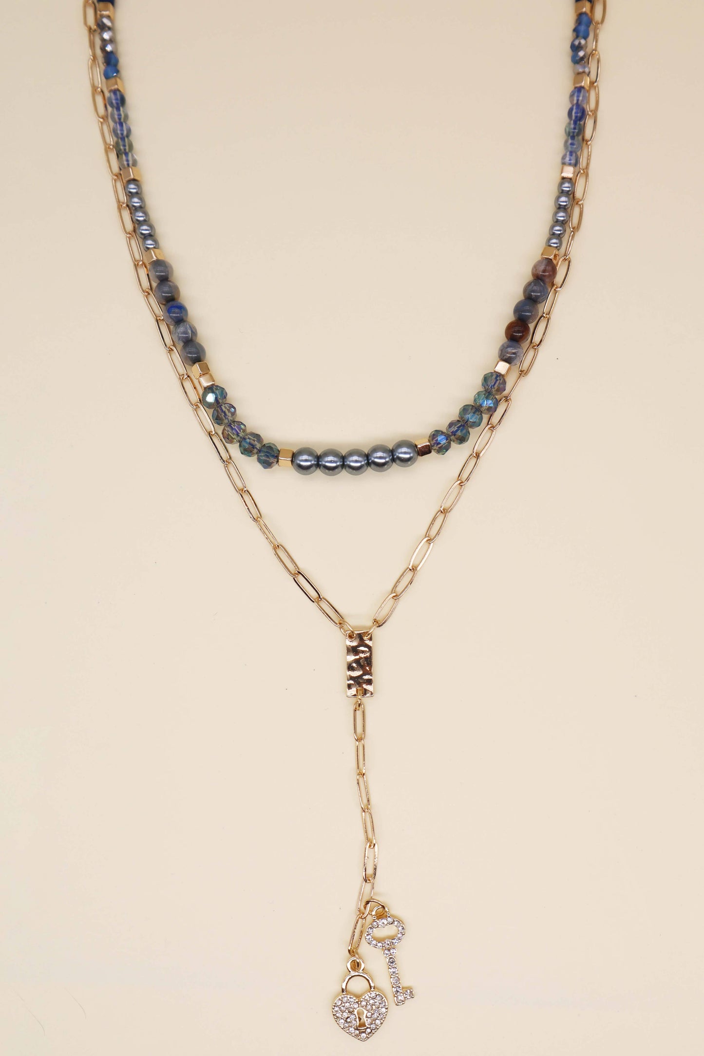 Key Heart Lock Chain Necklace*