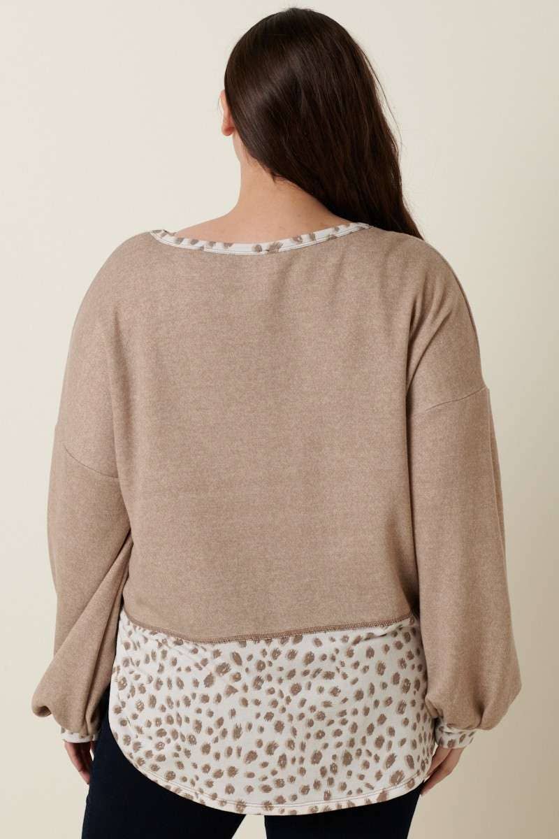 Mocha Oatmeal Animal Print Top