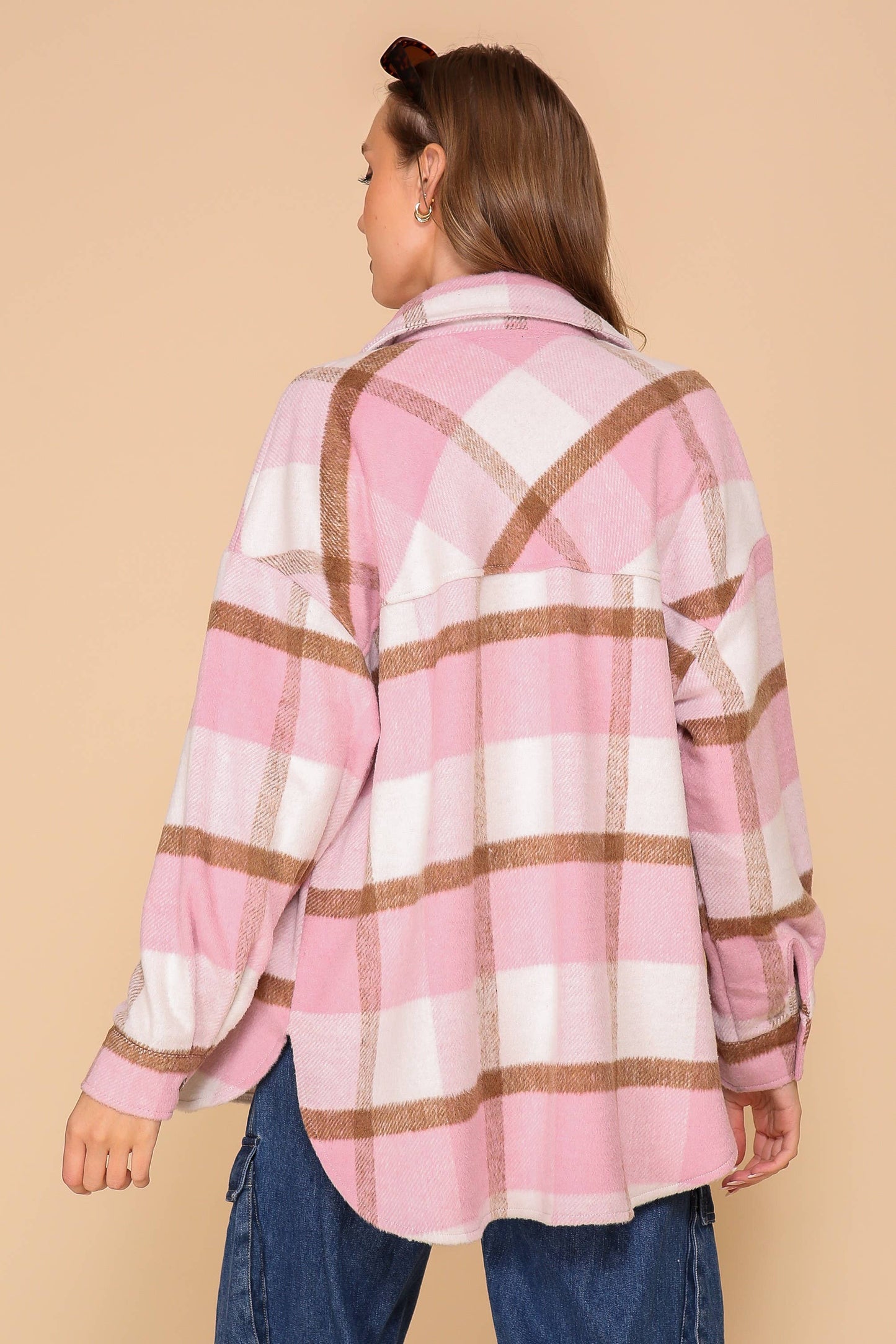 Pink Plaid Fleece Shacket