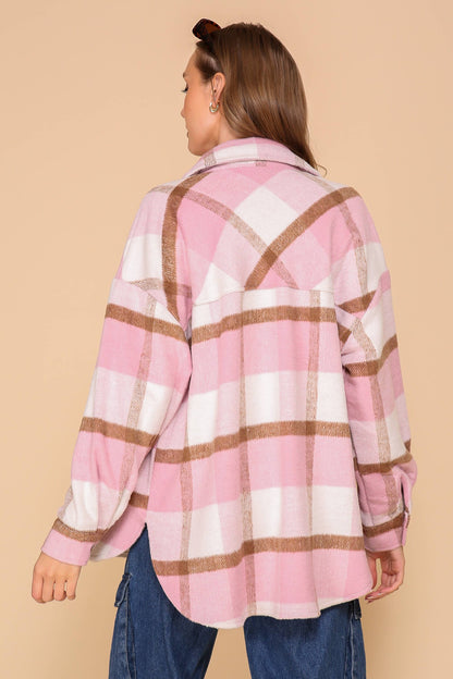 Pink Plaid Fleece Shacket