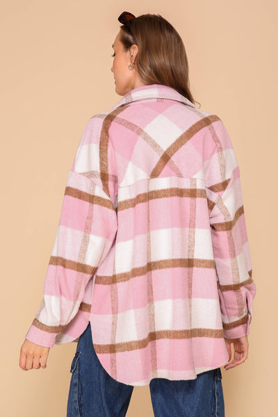 Pink Plaid Fleece Shacket