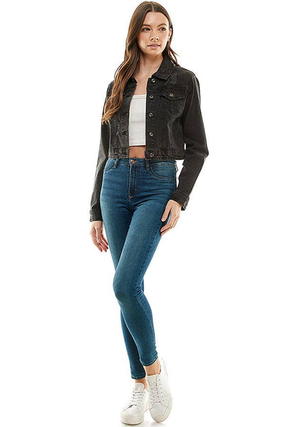 Casual Denim Jacket: BLACK