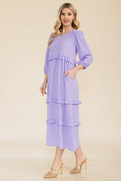 Lilac Tiered Midi Dress