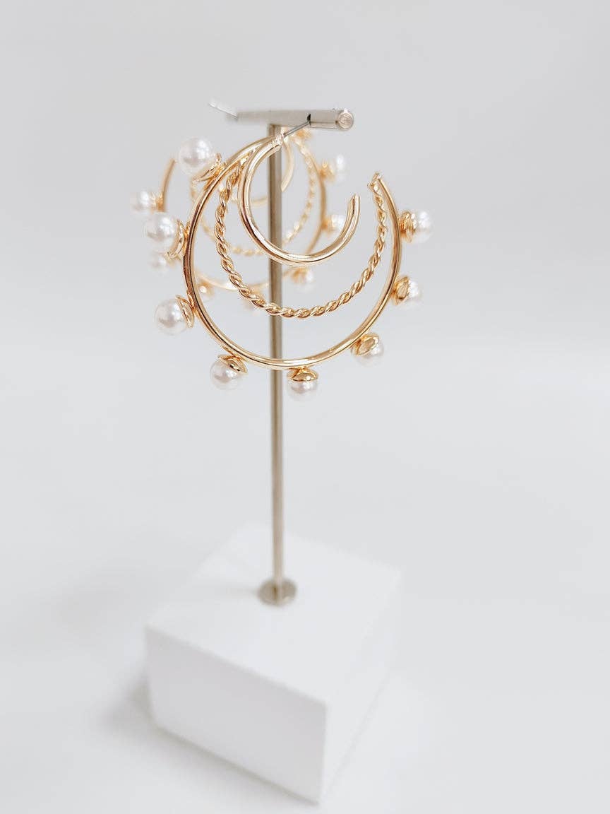 Gold Layered 2" Hoop with Pearl Accents