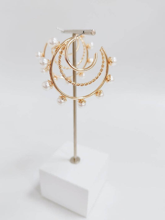 Gold Layered 2" Hoop with Pearl Accents