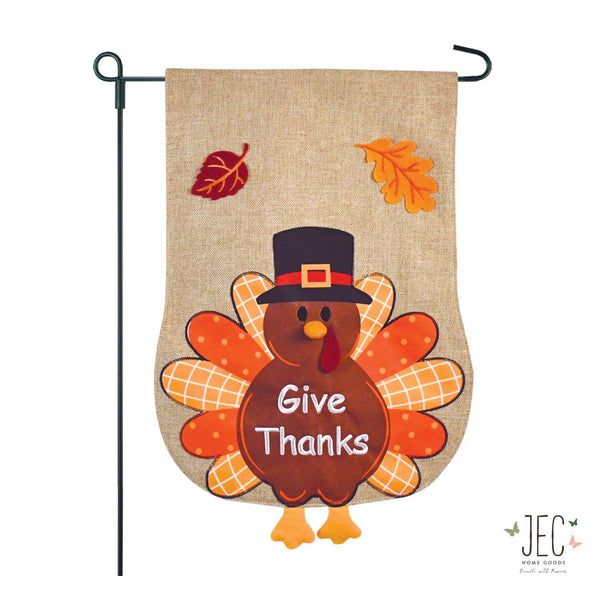 Thanksgiving Turkey Burlap 2-Sided Garden Flag