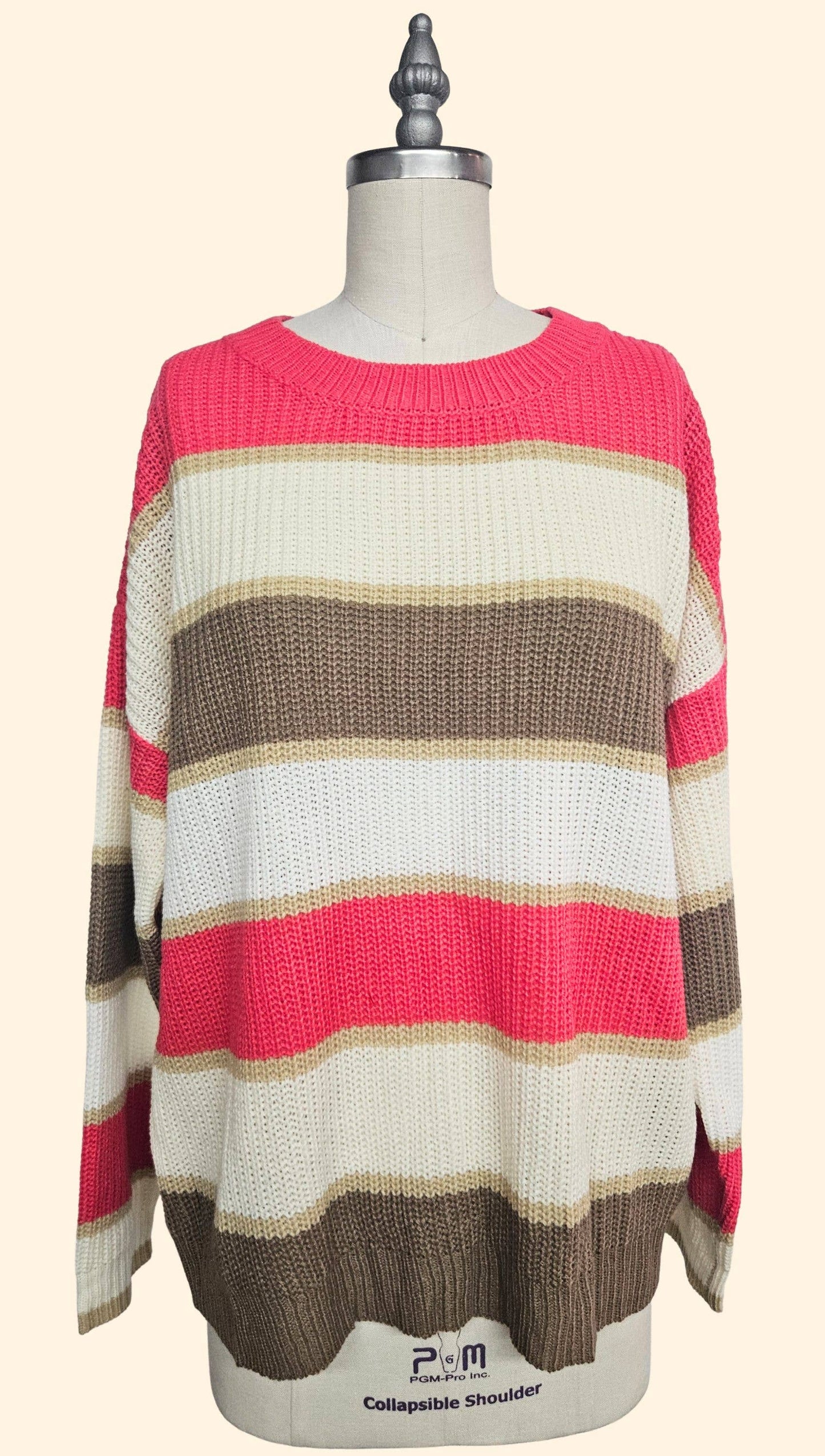 Hot Pink Stripe Knit Sweater