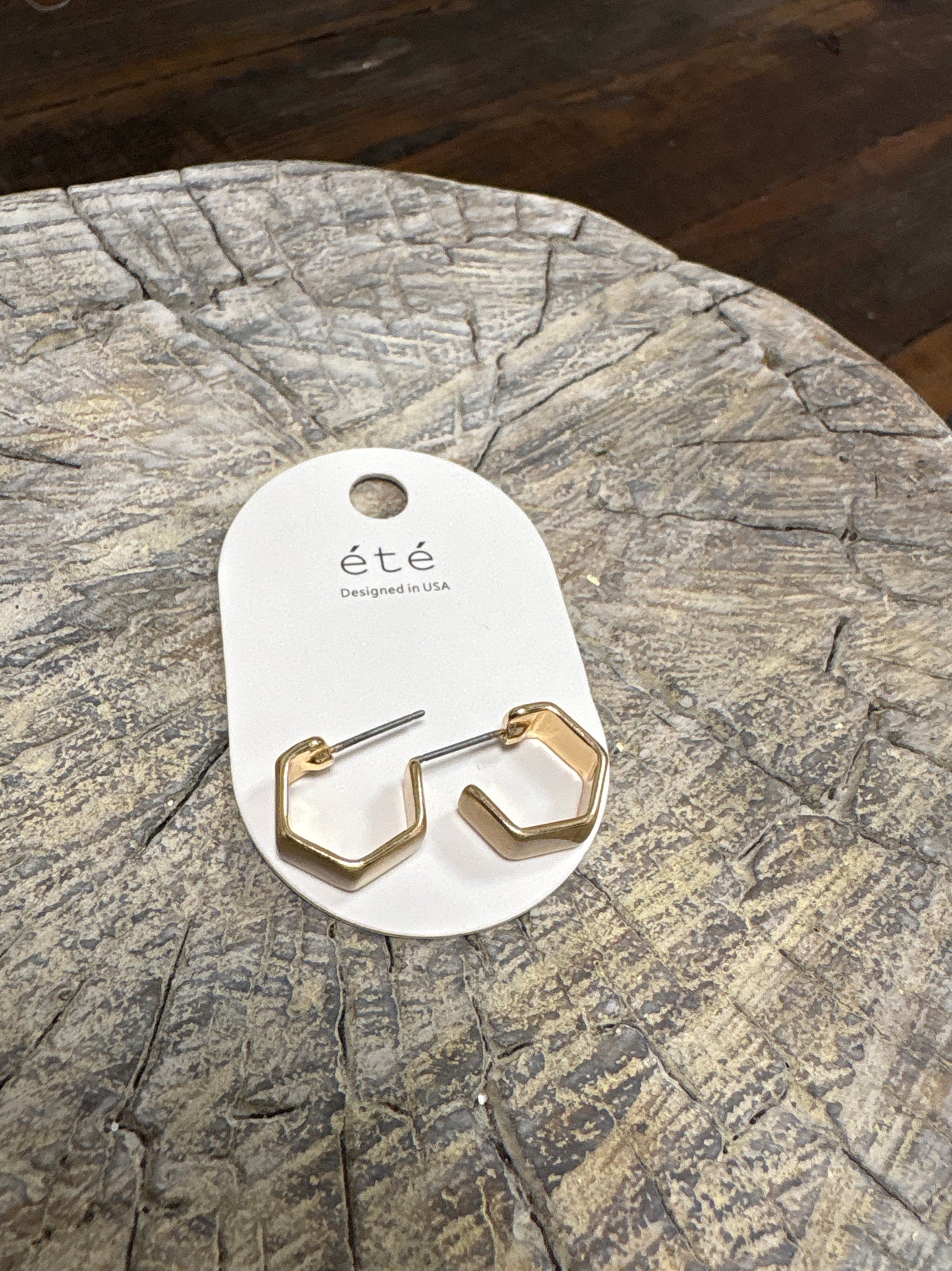 Mini Hexagon Huggie Hoops