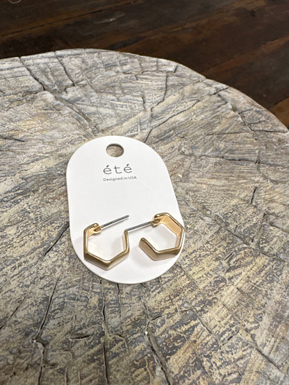 Mini Hexagon Huggie Hoops