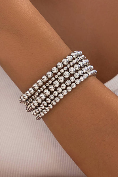 Silver Beaded Bracelet Set