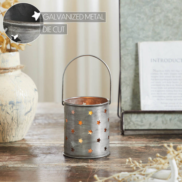 Twinkling Star Brushed Metal Candle Holder