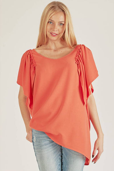 Solid Coral Flutter Sleeve