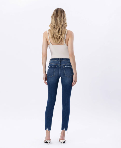 Vervet Mid Rise Distressed Hem Skinny Jeans