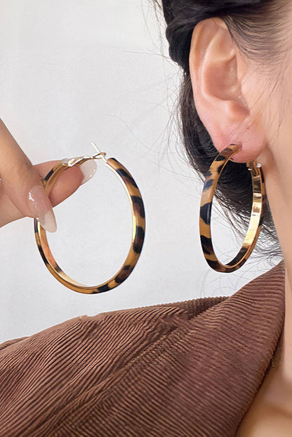 Leopard Stainless Alloy Hoop Earrings