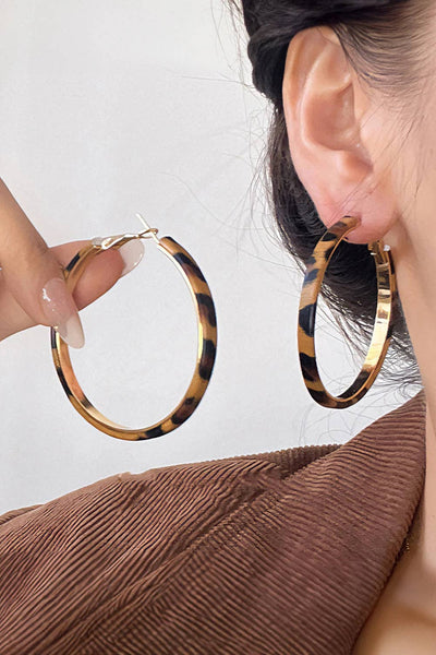 Leopard Stainless Alloy Hoop Earrings