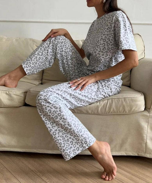 Leopard Print T-Shirt/Pants Pajama Set