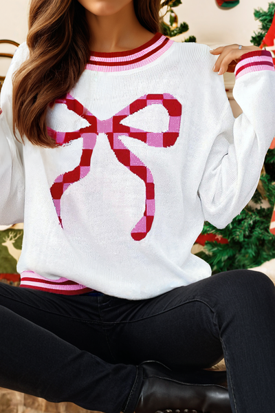 Pink and Red Bow Sweater