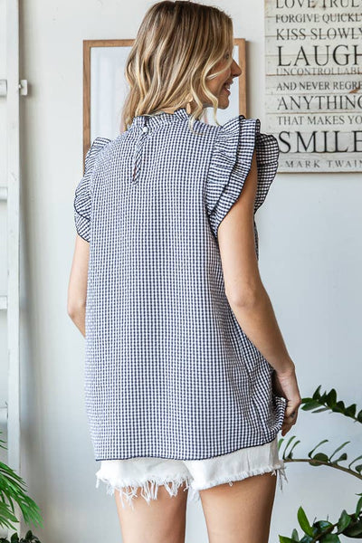 Ruffle Mock Neck Top Peach