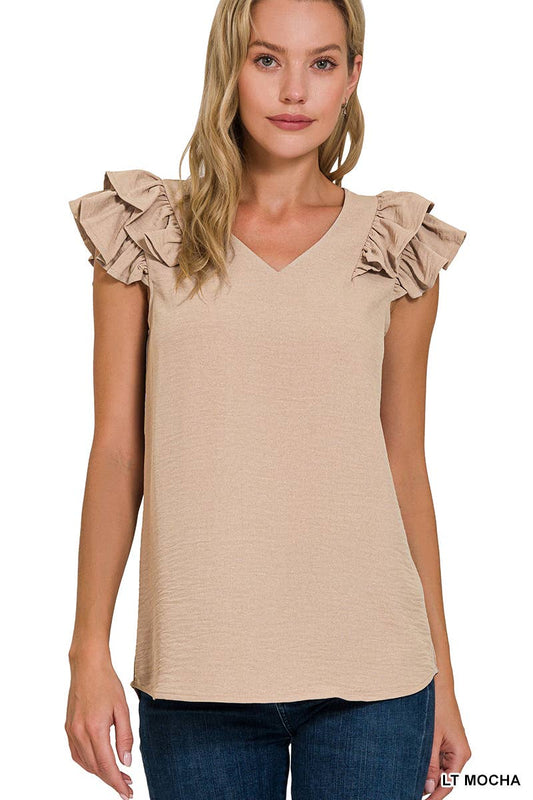 Light Mocha Airflow Ruffle Top