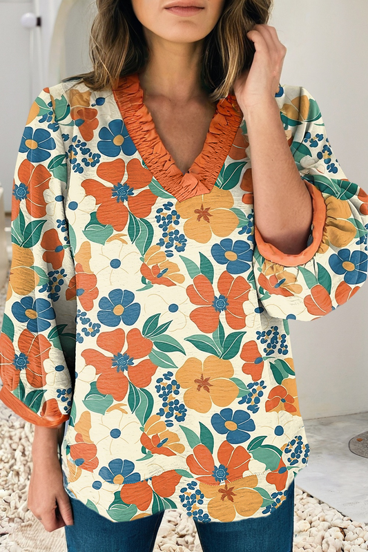 Orange Frilled Fall Top