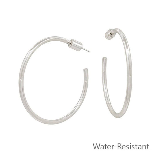 Thin (2MM) Water Resistant Silver Hoop