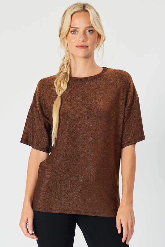 Copper Metallic Slinky Tee