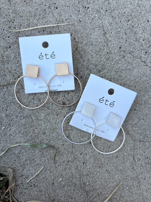 Dangle Hoop Square Stud Earring